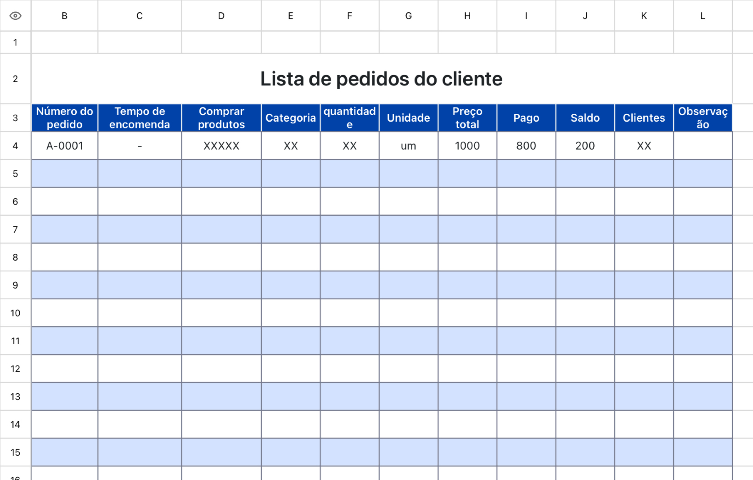 Lista de pedidos do cliente